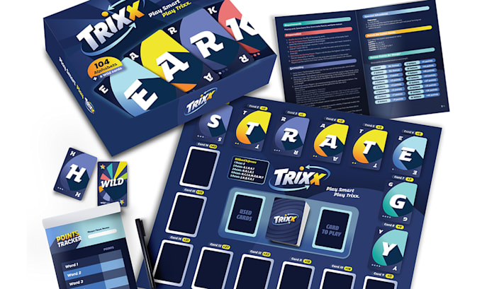 create board game design, packaging and 3d mockups