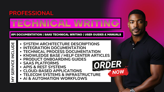 write technical documentation, API docs, and saas system content, data flow