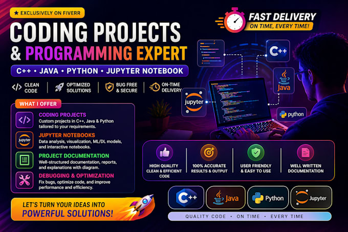 coding projects cpp, java, python, project tasks and project documentations