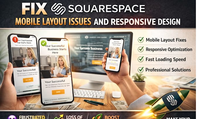fix squarespace mobile layout issues and responsive design