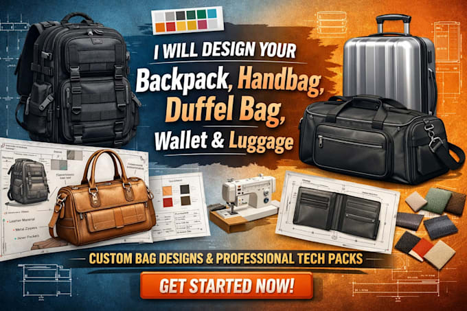design your backpack, handbag, duffel bag, wallet, luggage, and make a tech pack