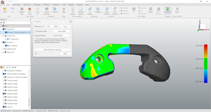 turn your 3d scan into a clean mesh and parametric cad model