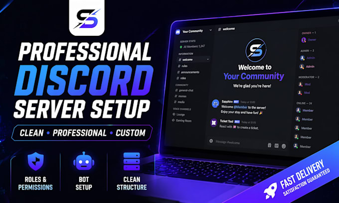 create a professional discord server with roles and bots