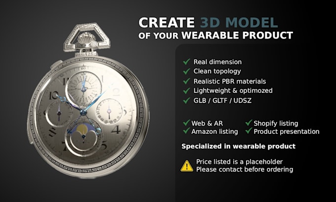 create and convert 3d wearable product model glb, gltf, usdz for web ar