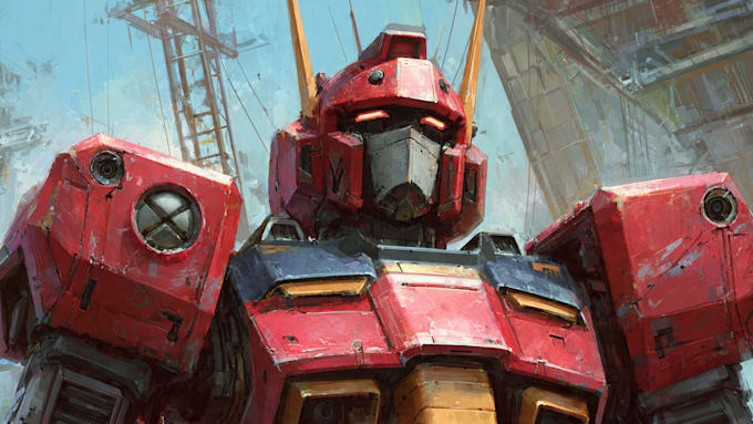 create retro mecha or scifi gundam art