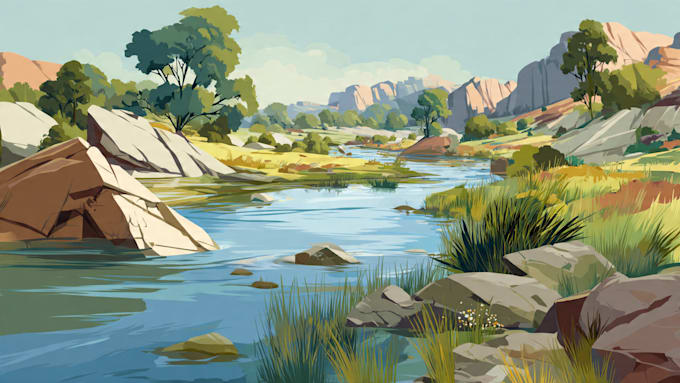 draw professional vector landscape illustration