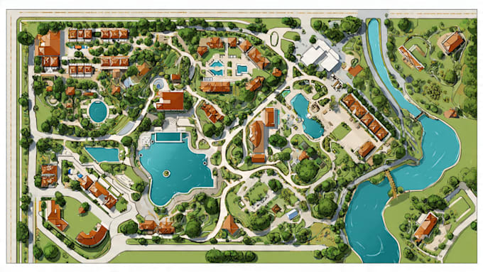 design a custom map, city illustration, and vector site plan