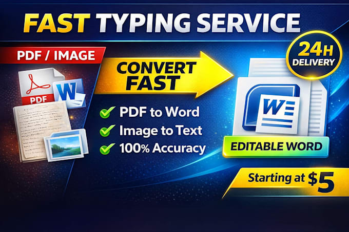 do fast typing, PDF to word and image to text conversion