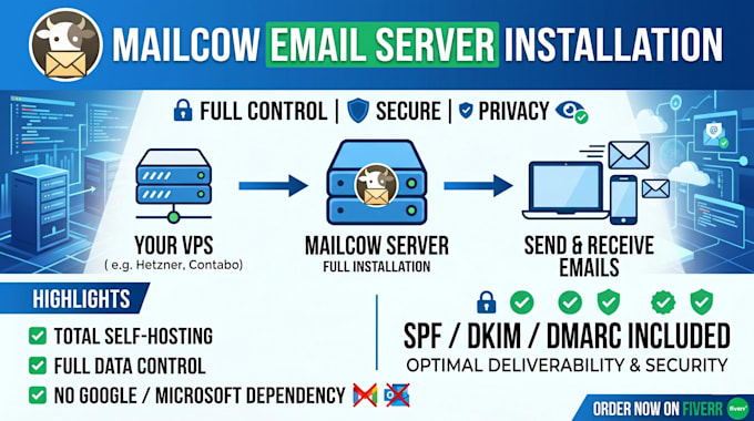 install and configure a secure mailcow mail server on your server