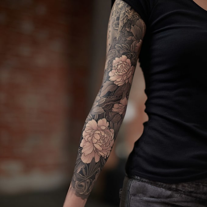 create sleeve tattoo design in geometric style