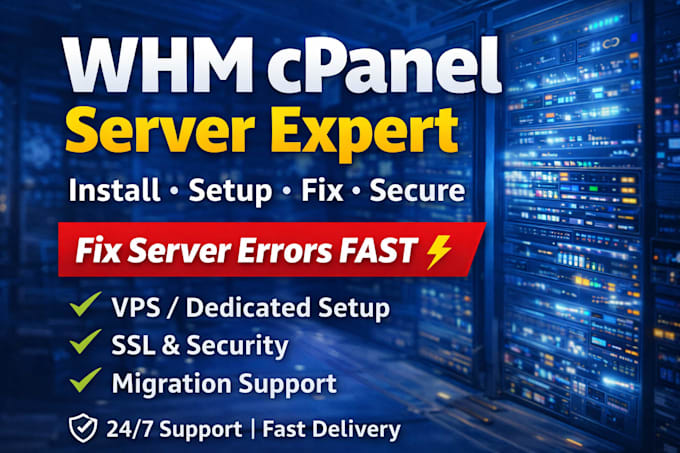 install and configure whm cpanel vps server or fix  errors