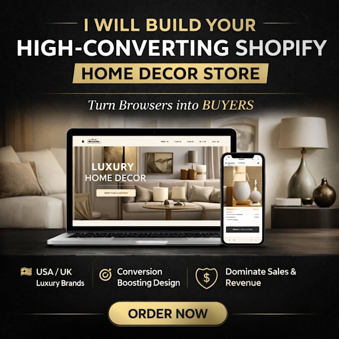 design a luxury shopify home decor dropshipping store