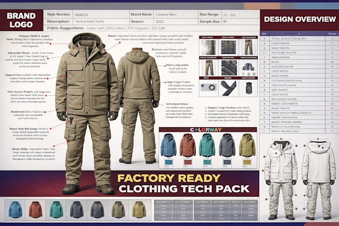 Factory Tech Pack Sample Create professional factory ready fashion tech pack and technical flat ...