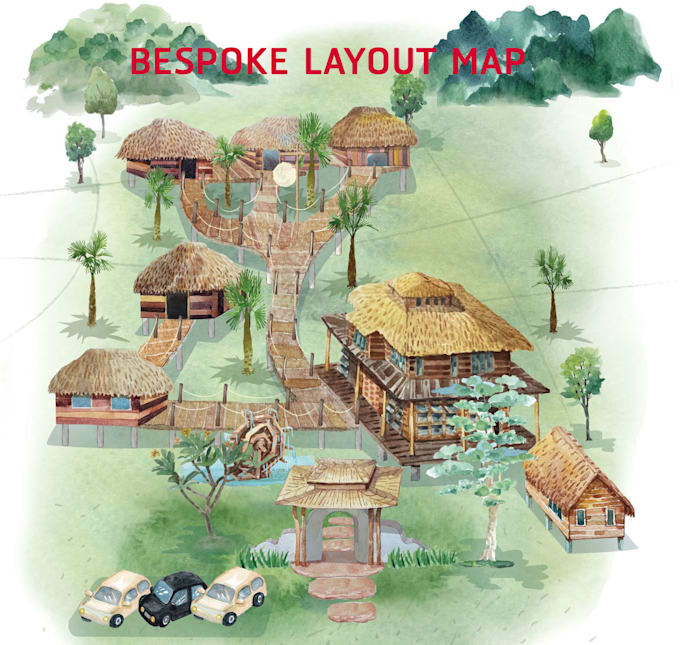 draw bespoke watercolor layout maps