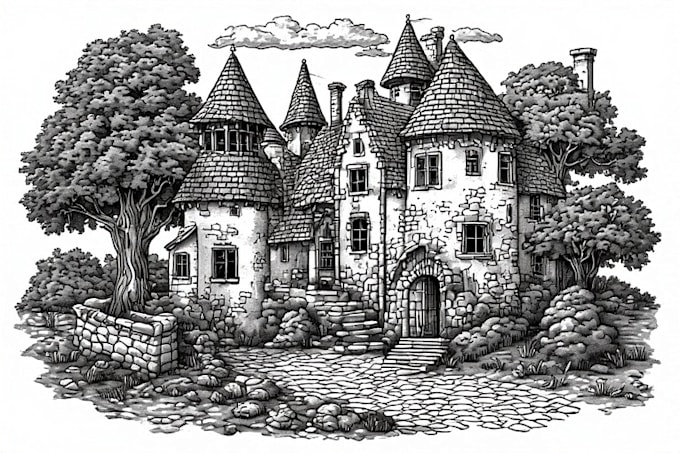 make a medieval woodcut style illustration