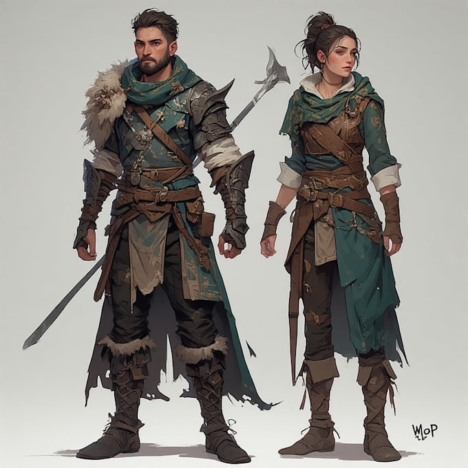 Make a unique fantasy character concept art by Eugitesd | Fiverr