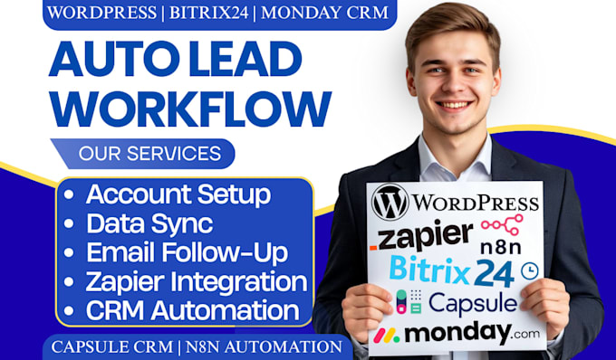 setup wordpress lead automation bitrix24 capsule crm monday com n8n integration