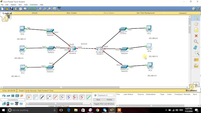 design a cisco network with packet tracer