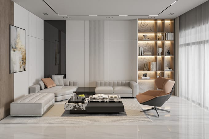 create modern apartment interior design with 3d visualization