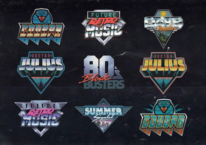 do classic 90s retro synthwave vintage logo design