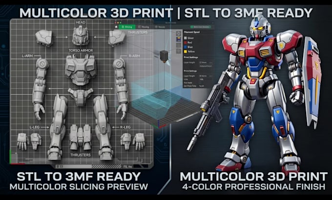 color slice 3d model stl to 3mf bambu studio multicolor fdm resin 3d printing