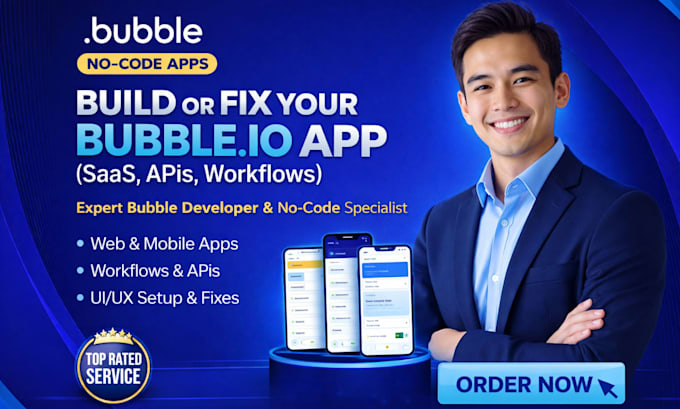 bubble io developer webapp saas mvp no code app marketplace build bubble website