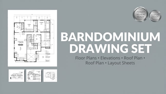 create a complete barndominium architectural drawing set
