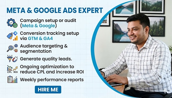 setup, audit and optimize meta ads, google ads with GTM and ga4