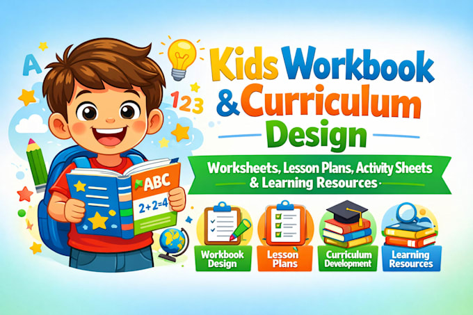 kids course curriculum lesson plan printable worksheets with illustrations
