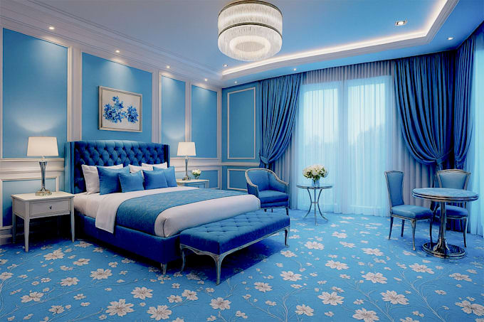 design modern bedroom interior and 3d rendering