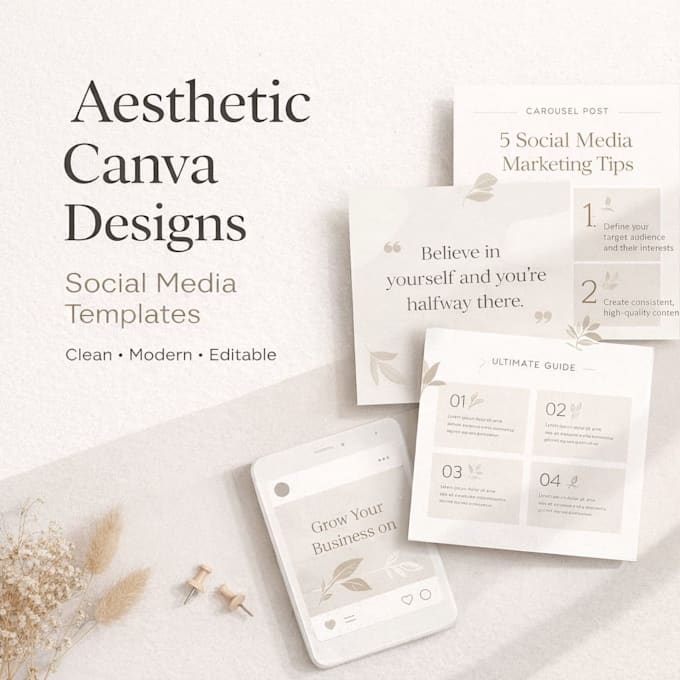 design aesthetic canva planners, checklists and printables
