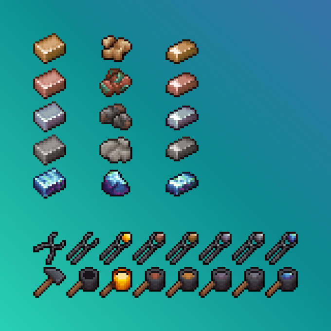 make 16x16 pixel art sprites for icons or items