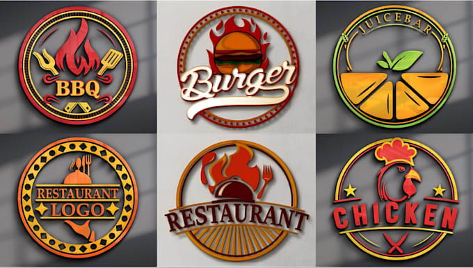do custom restaurant logo for your BBQ, burger, juice bar