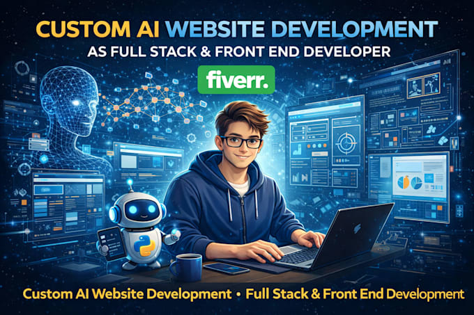 do custom ai website development as full stack developer, front end developer