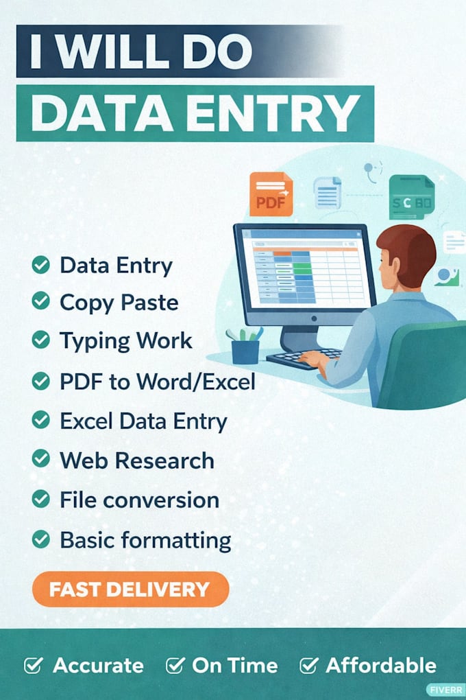 Do data entry copy paste typing web research and file conversion tasks ...