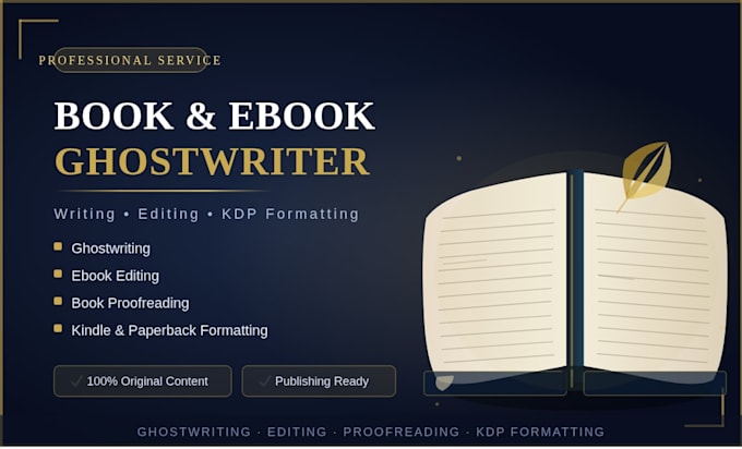 write, edit, and format your book or ebook for amazon KDP publishing, ghostwrite