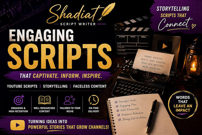 youtube scriptwriting, video script, script writer, film writing
