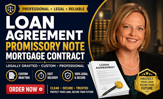draft loan agreement, promissory note, mortgage contract professionally