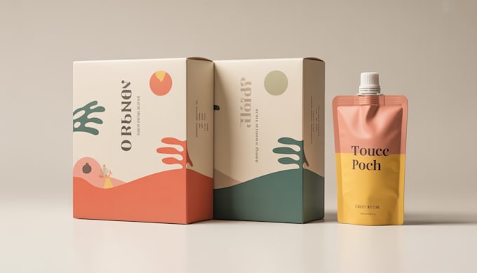 design creative box, pouch and label packaging design