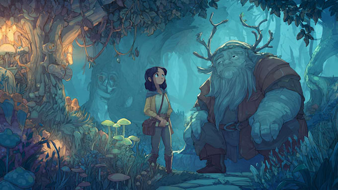 paint a character illustration in a fantasy world