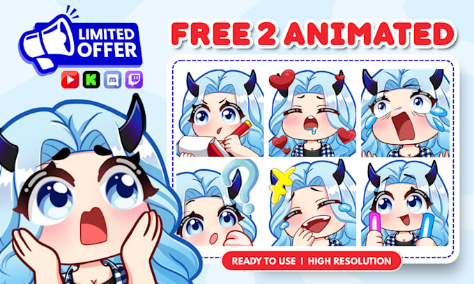 custom twitch emotes animated emotes chibi emotes sub badges for vtuber