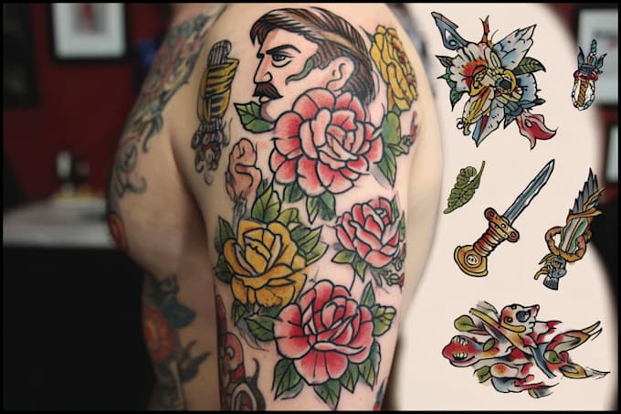 design bold traditional old school tattoo flash