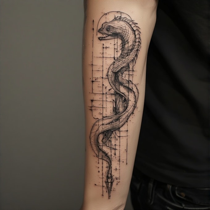 design a linear minimalist tattoo design