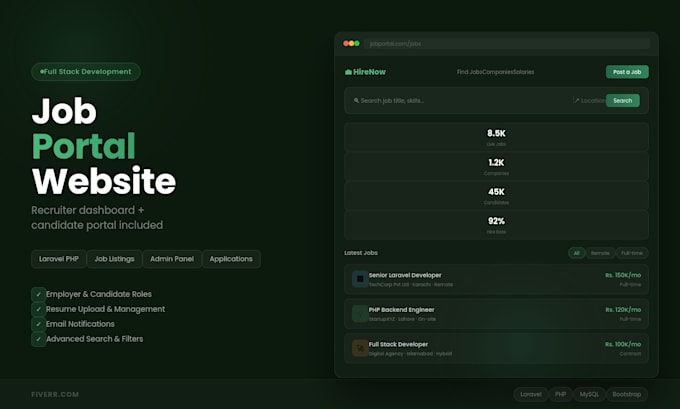 build a job portal website with admin panel