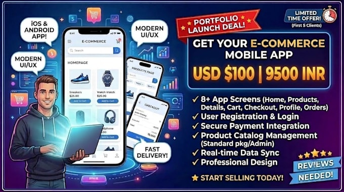 build a full ecommerce mobile app with admin panel