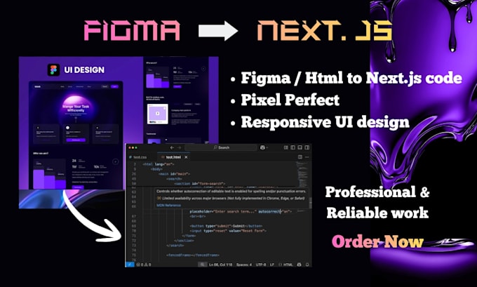 convert figma design to responsive nextjs with tailwind CSS