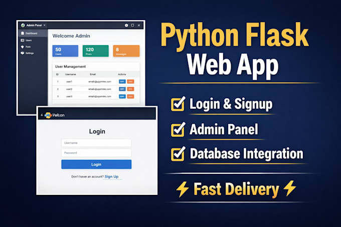 develop flask web app with login system and admin panel