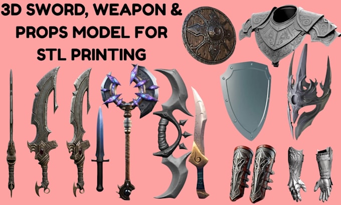 Create 3d sword, weapon and cosplay prop model for 3d printing stl by ...