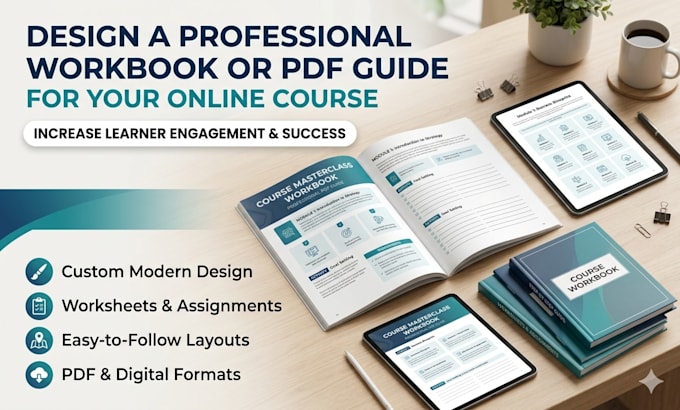 design a professional workbook or PDF guide for your online course