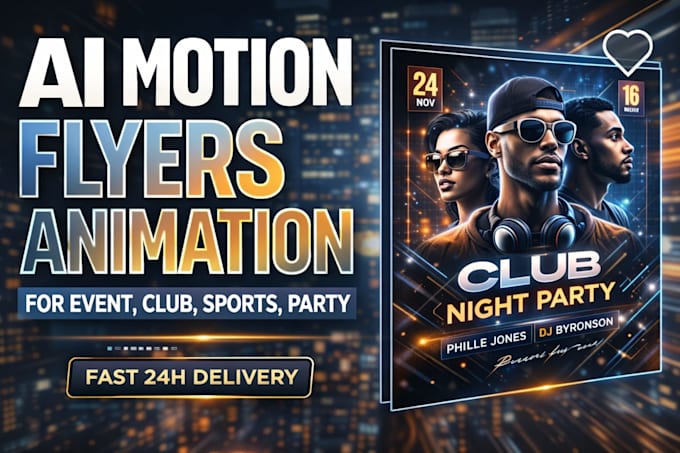 Make ai animated motion flyers posters for event, club sports party ...